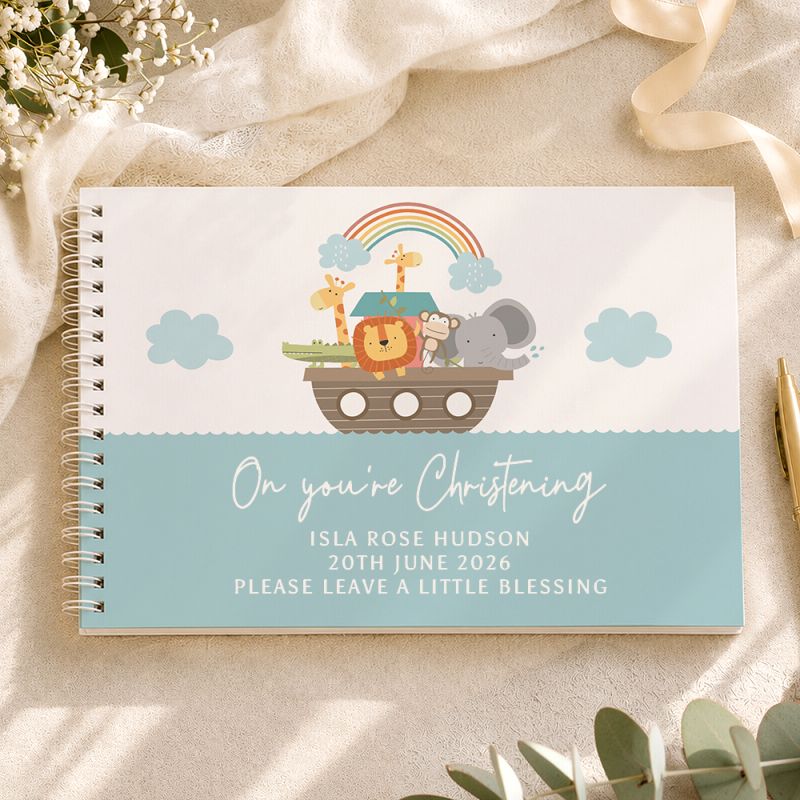 Personalised On Your Christening Noah's Ark Guest Book