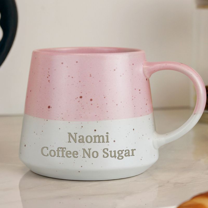 Personalised Hot Drink Preference Pink Speckled Ceramic Mug