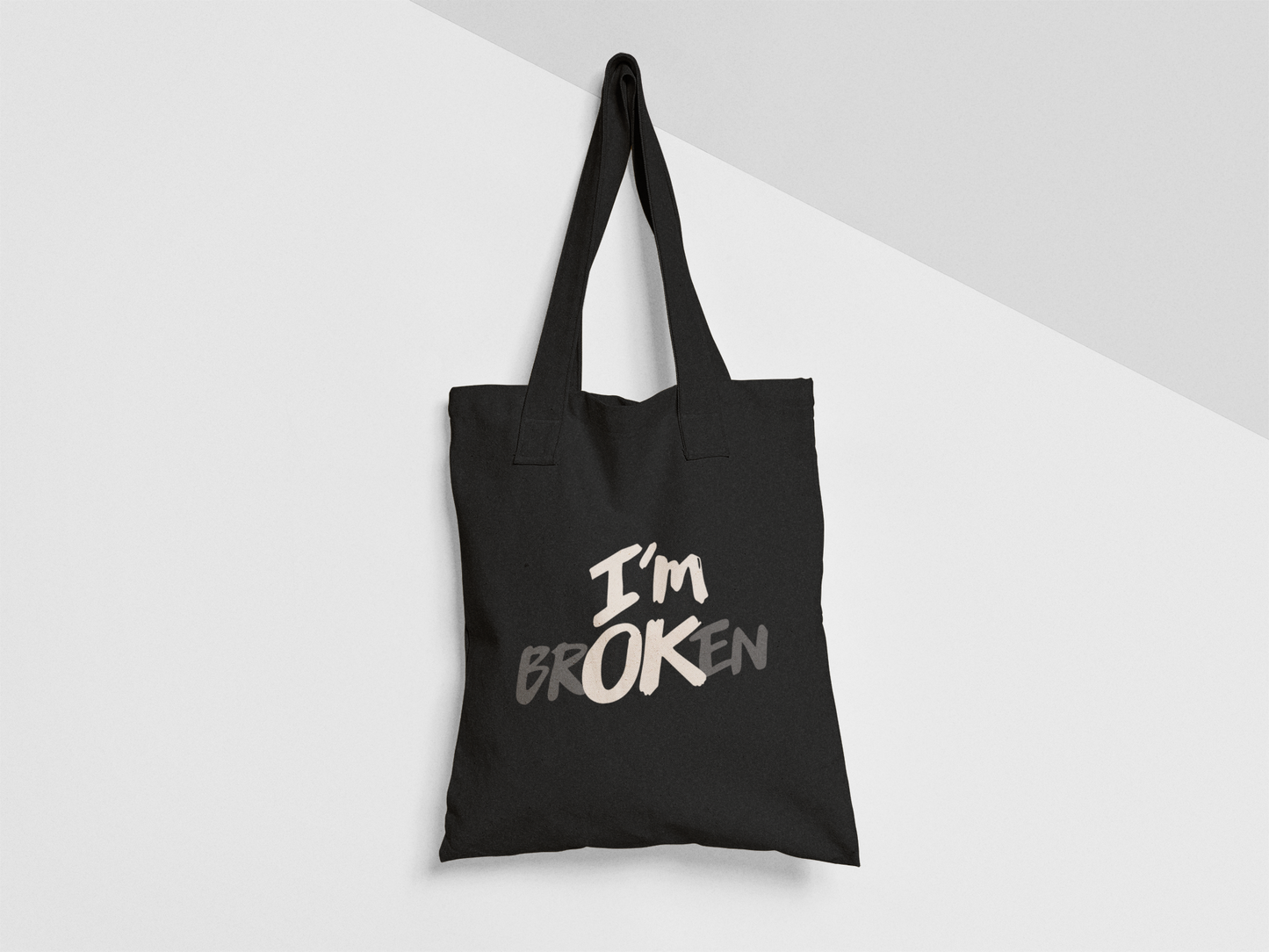 I'm ok - Black Tote Bag