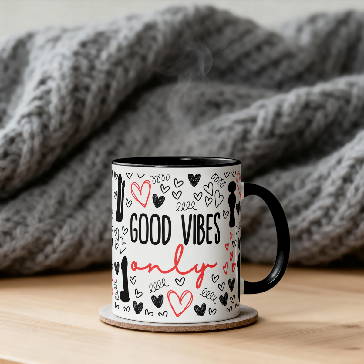 Good Vibes Only Mug – Funny Adult Vibrator Doodle 11oz Mug