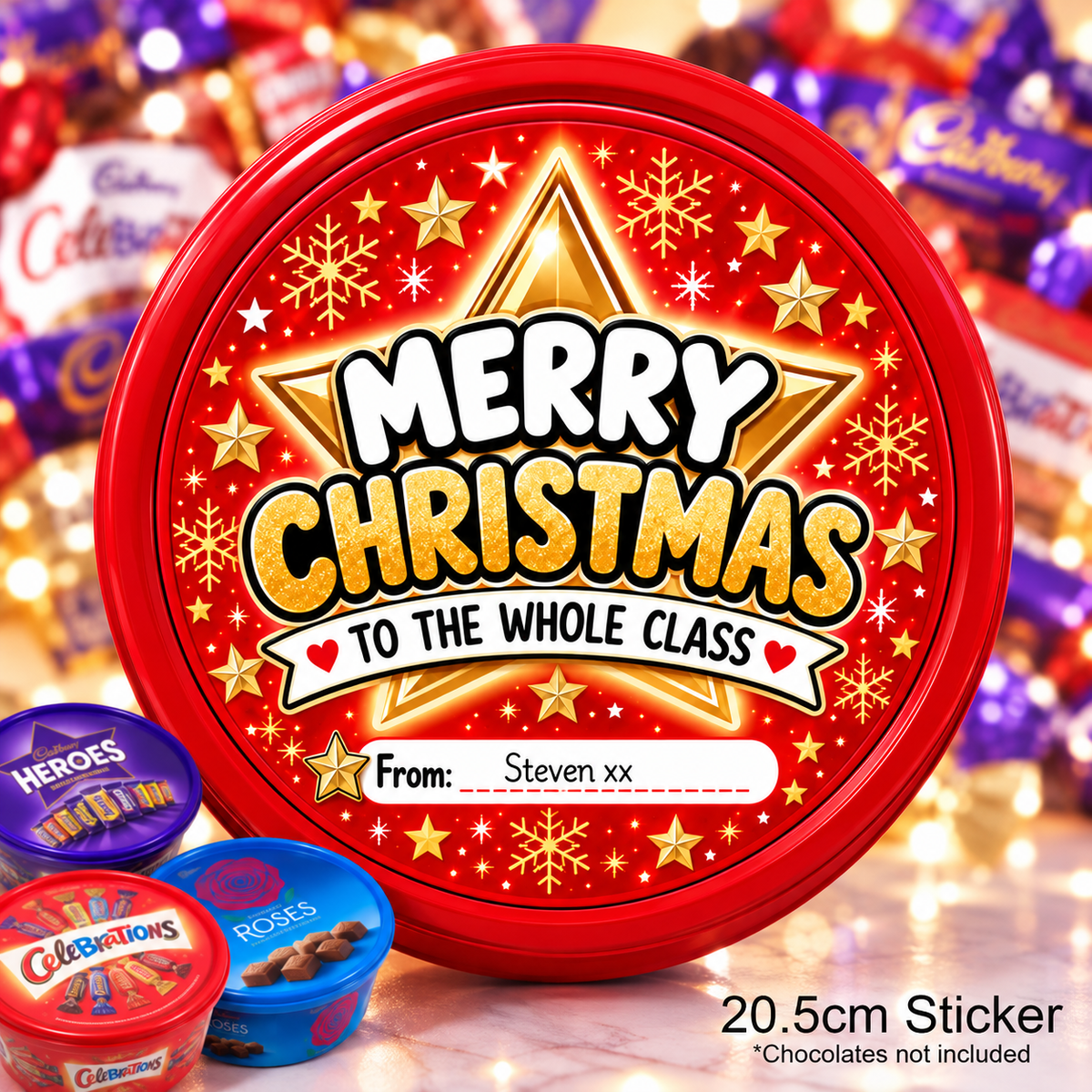 Christmas Chocolate Tub Sticker – Merry Christmas to the Whole Class